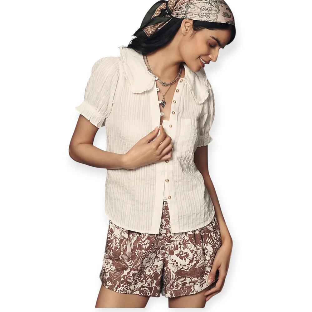 Pilcro Kiera Top Women White Large 100% Cotton